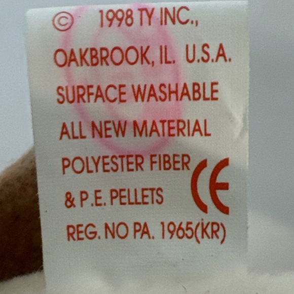 RETIRED 1993 TY BEANIE BABY CUBBIE THE BEAR W PVC PELLETS & multiple ERRORS! - Picture 3 of 6